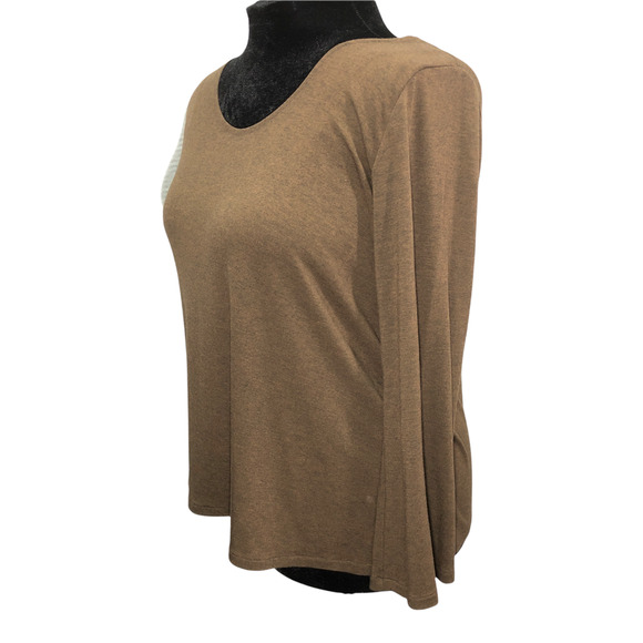 CATHERINE BACON Womens Size Medium Brown Bell Sleeve Jersey Stretch Comfort Top - Picture 3 of 9